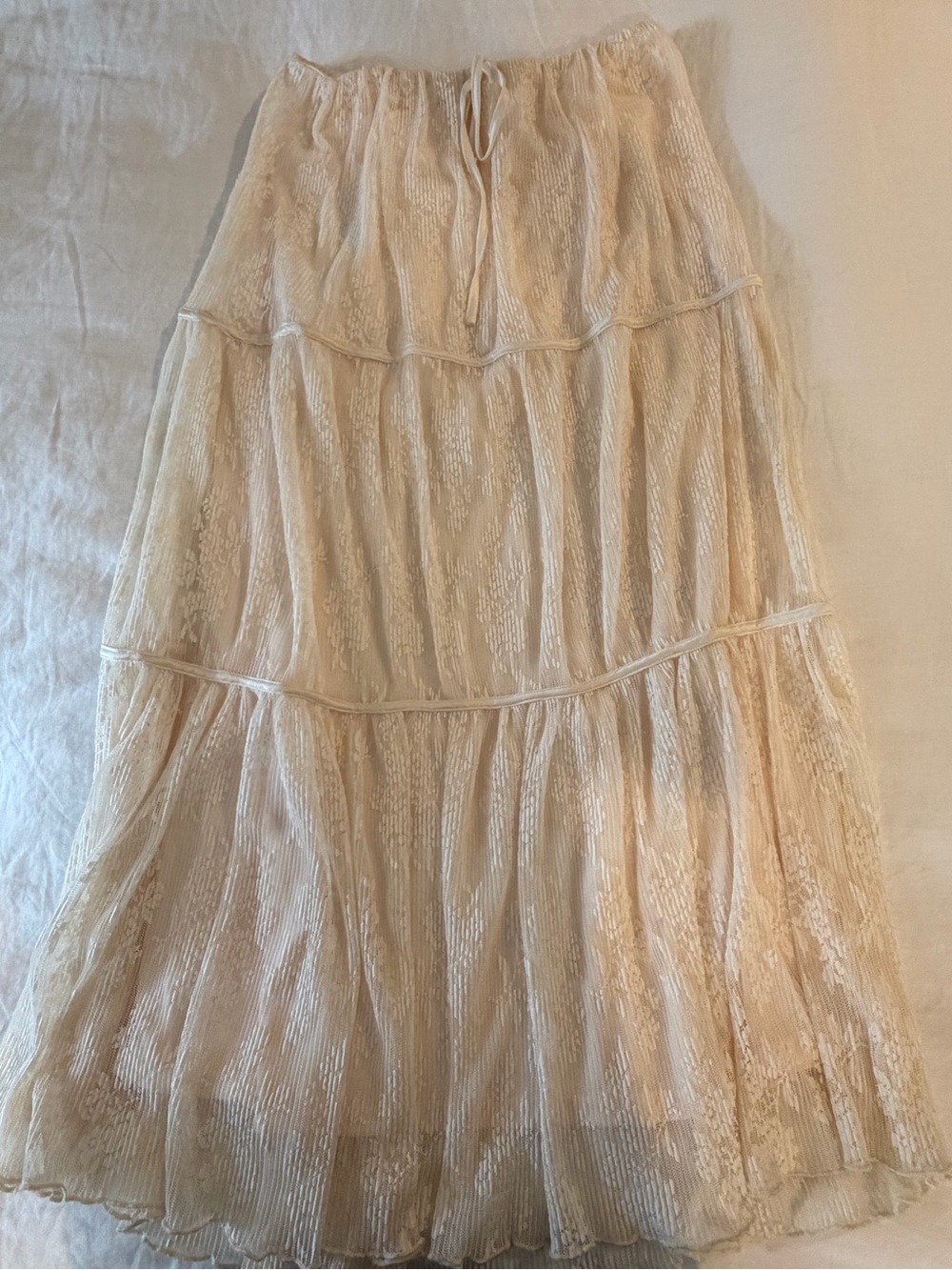 Princess Polly Cream Tiered Maxi Skirt